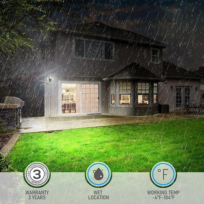 LEONLITE 3CCT LED Security Light Motion Sensor, Aluminum Flood Lights Outdoor, 3 Modes Motion Detector+Dusk to Dawn+Switch Control, 3000K/4000K/5000K Selectable, IP65, Adjustable 3-Head, ETL, Bronze