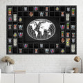 GlikCeil Large World Map 68 Slots Shot Glass Display Case 40 x 28'' Rustic Wood Shot Glass Holder for 7 Sizes Wineglass Bar Shelf Organizer Wall Mount Storage Shadow Cabinet Decor (Black)