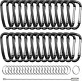 2.4" 24pcs Small Carabiner Clip Keychain, Aluminum D Ring Shape Clips with Keyring Keychain Hook