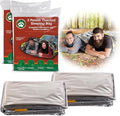 Emergency Thermal Mylar 2 Person Sleeping Bags -Ultra Compact for Camping, Survival, Disaster Bivouac Shelter- Pocket Sized, 7.25ft x 5.25ft - Retains 90% of Body Heat and Repels Wind & Water