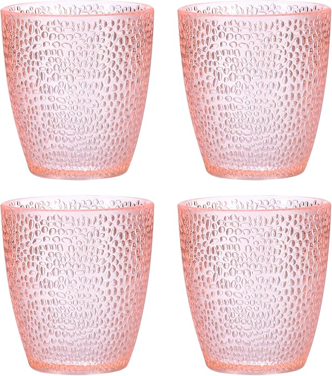 uxcell 7oz Acrylic Drinking Glasses, 4Pcs Plastic Reusable Tumblers Drinkware Unbreakable Water Glasses Cup Stackable & Dishwasher Safe for Home Outdoors Restaurant, Pink