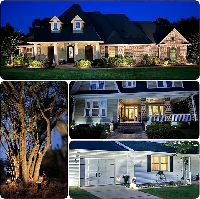 AUDERWIN Solar Spot Lights Outdoor 63 LED 3 Lighting,Waterproof IP65 Modes Spotlights for Outside House Yard Garden Landscape Lights 2 Pack (Natural Light)