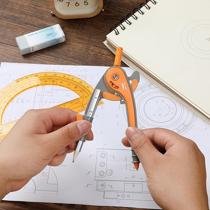 Mr. Pen- Geometry Compass and Protractor Set, 12 Sets, 6 Inch Compass, 6 Inch Protractor, Bulk Drawing Tool for School, Clear Plastic, Easy Grip, Precision Design for Math, Art, Drafting, Architecture