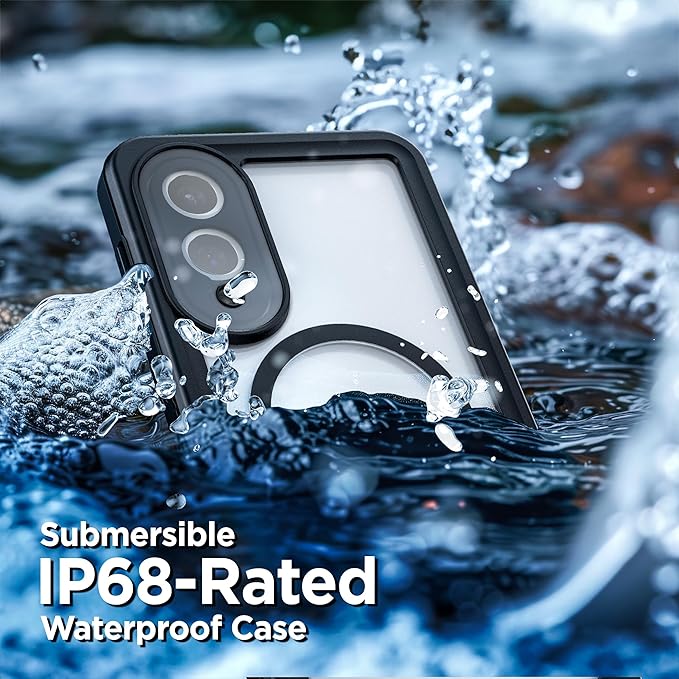 ENCASED Waterproof Case Designed for Samsung Galaxy S25 Edge (IP68) Full Body Protective Phone Case with Screen Protector Built-in (Clear/Black) (S25 Edge)