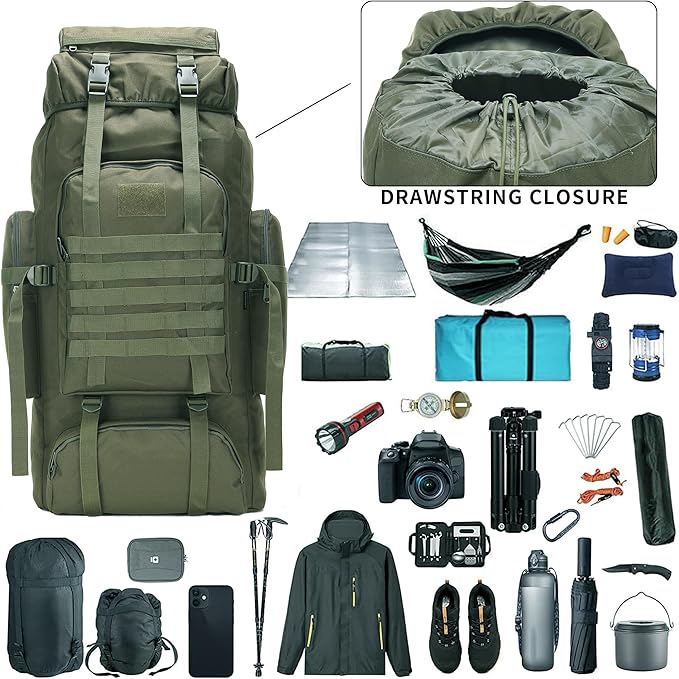 Hiking Backpack for Men 70L/100L Camping Backpack Military Rucksack Molle 3 Days Assault Pack for Climbing | Camping Backpack, 3 Days Assault Pack, for Climbing