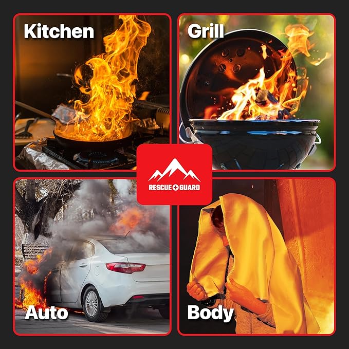 Fire Blanket 1 Pack 40”x40” - Fire Blankets Emergency for Home and Kitchen - Emergency Blankets for Survival - Home House Safety Supplies kit Must Haves - Firemen Safety Gifts and Essential Stuff