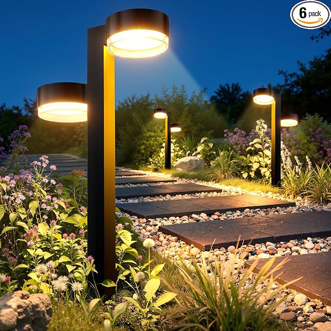 Solar Pathway Lights Outdoor Waterproof, 6 Pack Dual-Head Solar Lights Outdoor, 2X Brighter 24 LED Outdoor Solar Garden Light for Yard Path Walkway Driveway Solar Powered Landscape Lighting