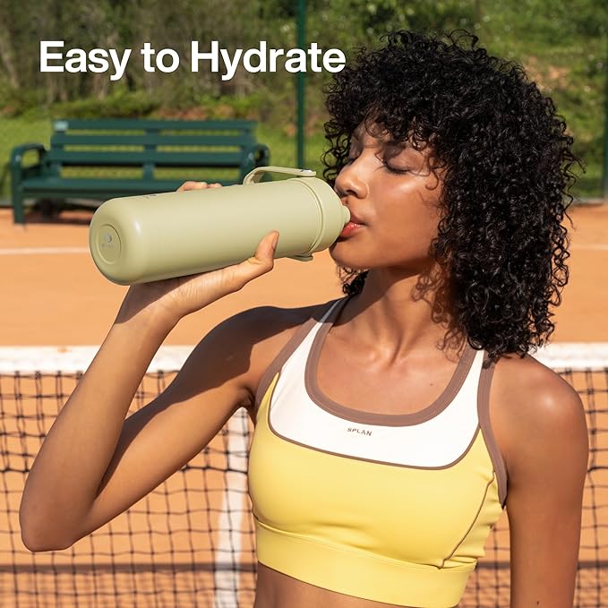ENCOOL Insulated Water Bottle with Straw Stainless Steel Water Bottle, Leak-Proof, BPA-Free, Double Wall Vacuum Keeps Cold for 24 Hours for Sports, Travel, School (18 oz, Light Vanilla)