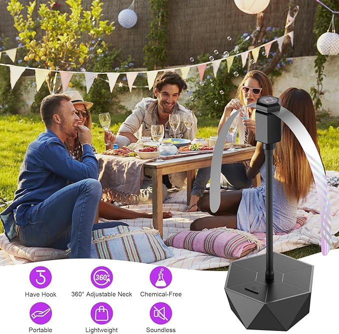 PIMAG Fly Fans for Tables, Fly Repellent Fan Outdoor Indoor Keep Flies Away, Fly Repellent Fans for Tables with Holographic Blades for Picnic, Party, Restaurant, Kitchen, and BBQ, 4 Pack Black