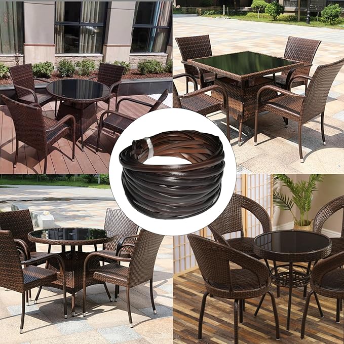 120Ft Wicker Repair Rattan Repair Kit, Supplies for Patio Chair Garden Outdoor Furniture, Synthetic Plastic Wicker Poly Rattan Waterproof Basket DIY 0.5 Pounds