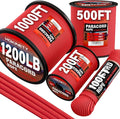 1200 Paracord Rope - 4.4mm 14 Strand Nylon Parachute Spool para Cord Lanyard for Outdoor Camping Survival Utility Tent Crafting DIY Projects Fishing Clothsline Bracelet - Red 500FT