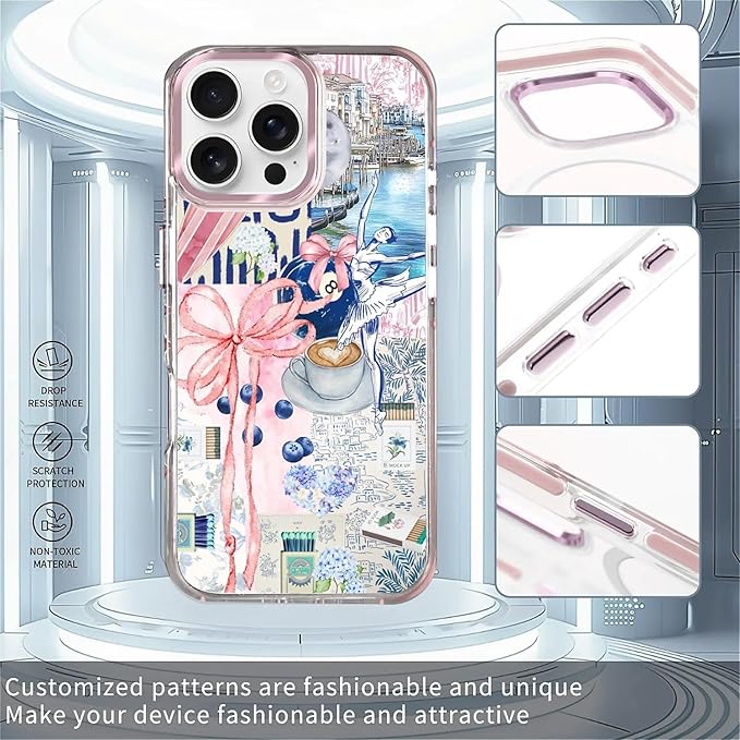 Case for iPhone 16 Pro Max,[Compatible with MagSafe],Pink Bow Girly Coquette Collage Phone Case Design，for Women Girls Magnetic Clear Cover - Slim, Sleek, & Shockproof Protection