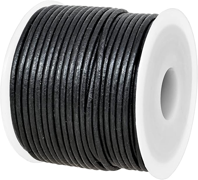 GENIQUE Real/Genuine Round Leather String Cord for Necklace, Bracelets, Jewelry, Kumihimo Braiding, DIY Projects (20 Metres) (1.5mm, Gunmetal Metallic)