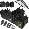 XL Modular Trunk Organizer System – 4 Section Extra Large Car Cargo Organizer for SUVs, Trucks & Cars – Foldable Multi-Compartment Storage, Heavy Duty 1680D Oxford – Black