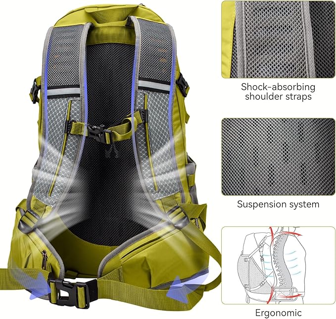 Hiking Backpack 40L, Waterproof Hiking Backpack with Rain Cover, Large Camping Bag Outdoor Sport Travel Daypack | Rain Cover, Camping Bag, Outdoor Sport, Travel Daypack