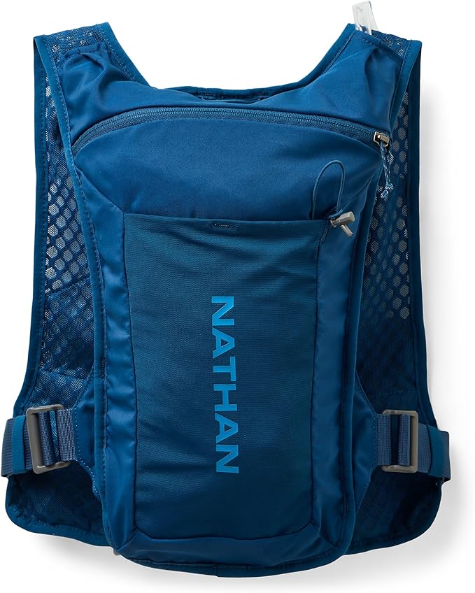 Nathan QuickStart Hydration Pack Vest with Bladder or flasks, Storage Pockets, Breathable Moisture-Wicking Fabric, Adjustable Straps for Running, Hiking, Walking, Marathons, Obstacle Races
