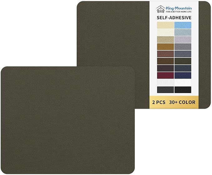 KING MOUNTAIN Canvas Repair Patch 9 x11 Inch 2 Pcs Self-Adhesive Waterproof Fabric Patch for Sofas, Tents, Furniture,Tote Bags, Car Seats (Dark Green)