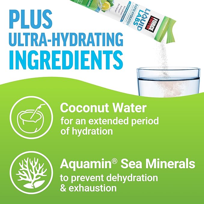 Force Factor Liquid Labs Electrolytes Powder Packets—Lemon Lime—Hydration Packets to Make Electrolyte Water with 5 Essential Electrolytes, Vitamins, Minerals, and Antioxidants, 20 Stick Packs