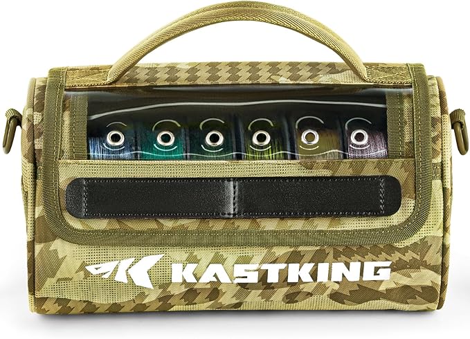 KastKing BaitSpace Line Management Bag, Fishing Line Storage Bag with Water Resistant Nylon, Clear View Window, Removable Divider, Tangle-free Leader Line Holder