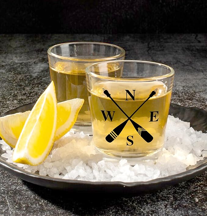 Nogrit Lake House Decor Whiskey Glasses 10 Oz, Beach Wine Old Fashioned Rocks Glasses Lake Gifts for Women Men Drinking Cocktail Scotch Vodka Tequila Rum