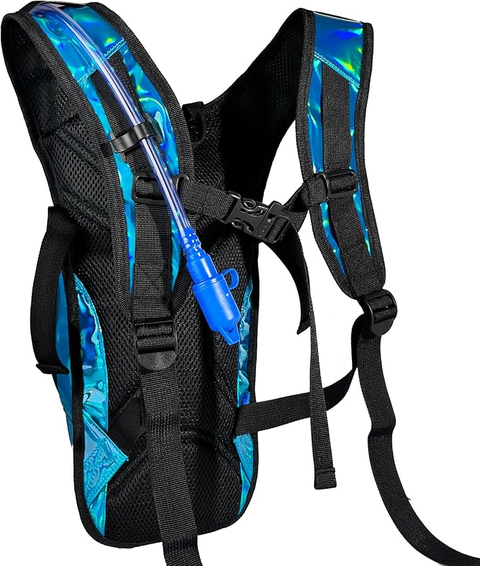 Reflective Hydration Backpack, Hydration Pack - Water Backpack with 2L Hydration Bladder, Essential for Festivals - Rave Hydration Pack for Hiking, Running, Cycling, and Festivals