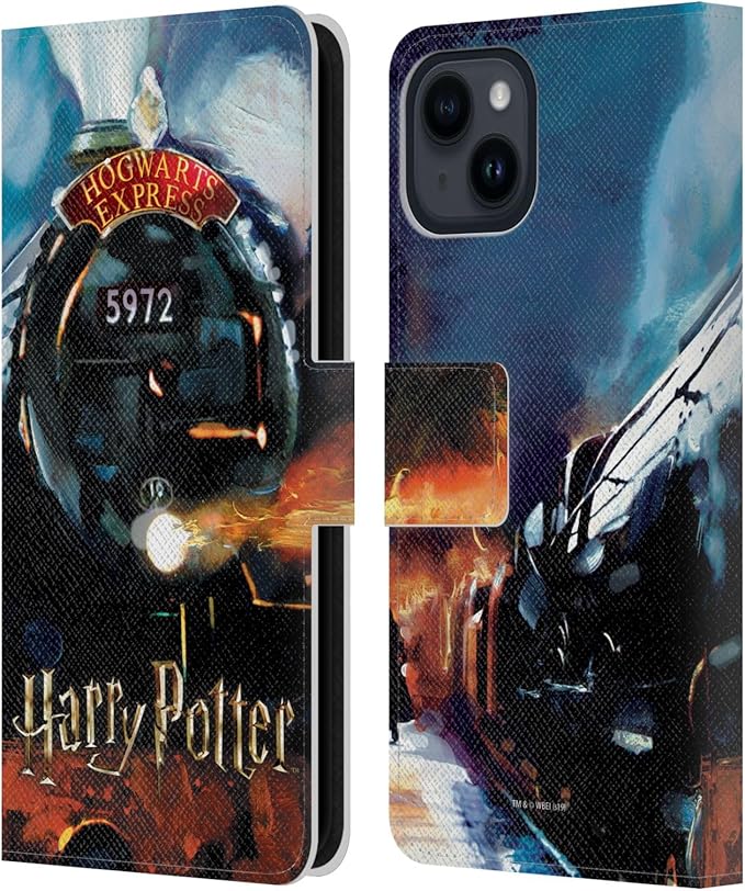 Head Case Designs Officially Licensed Harry Potter Hogwarts Express Prisoner of Azkaban II Leather Wallet Case Compatible with Apple iPhone 15