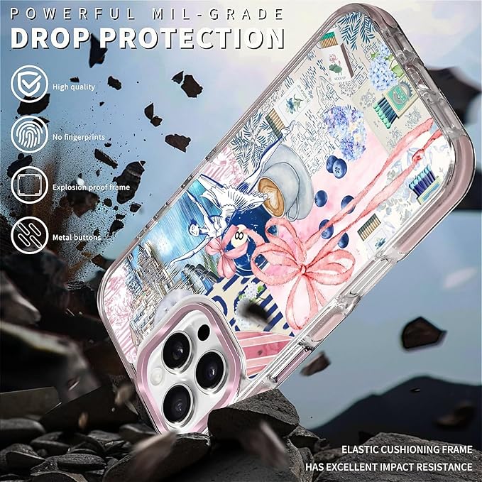 Case for iPhone 16 Pro Max,[Compatible with MagSafe],Pink Bow Girly Coquette Collage Phone Case Design，for Women Girls Magnetic Clear Cover - Slim, Sleek, & Shockproof Protection