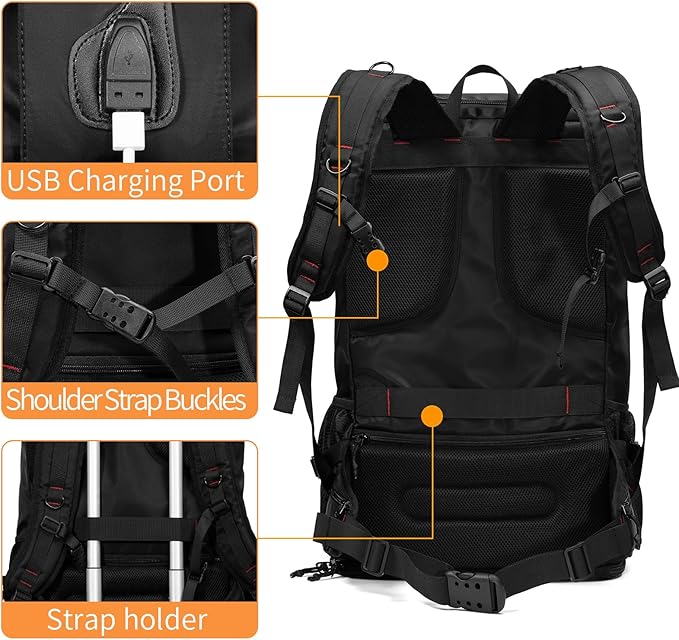 YOUMIAN Large Capacity Backpack For Travel Hiking Sports (BLack 1056X, Extra Large)