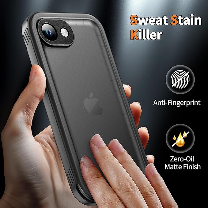Cozycase TOP Military Protective IP68 Waterproof Case for iPhone 16e/iPhone 17e Heavy Duty 360 Shockproof Full Body with Screen Camera Protector Double Dustproof Hard Tough Front Back Cover Black