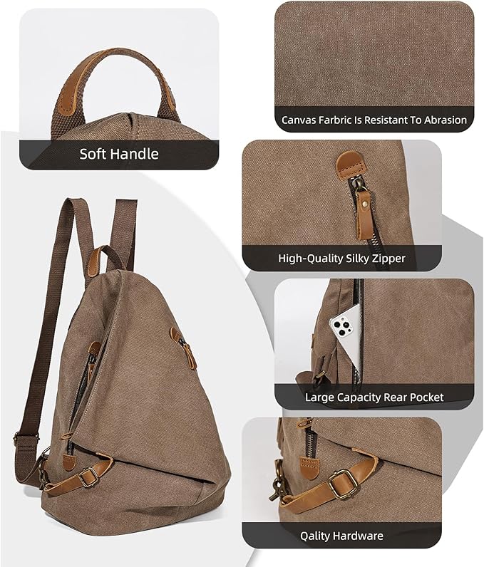 KL928 Canvas Vintage Backpack – Large Casual Daypack Outdoor Travel Rucksack Hiking Backpacks for Men Women