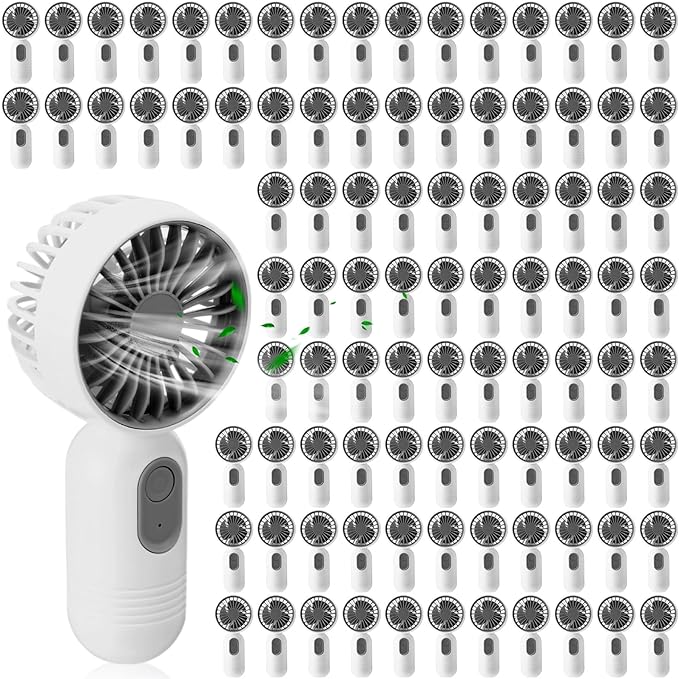 Rossesay 96 Pcs Mini Portable Fan Bulk Cute Handheld Lightweight Small Little Personal Hand Eyelash Fan 3 Speeds USB Rechargeable for Women Men Indoor Outdoor Makeup Travel (White)