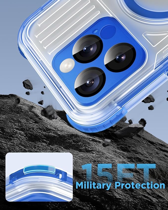 for iPhone 16 Pro Waterproof Case with Magsafe, Built-in [Camera & Screen Protector] [Lanyard], IP68 Water Proof Full Body Dustproof Heavy Duty Frosted Protective Phone Cover, 6.3" Blue