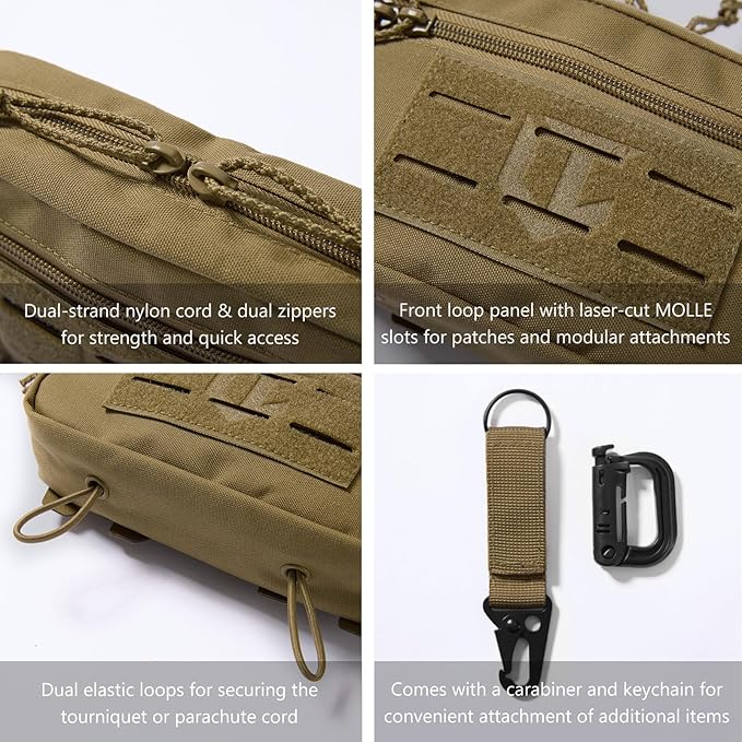 Tactical Admin Pouch Laser Cut MOLLE EDC Tool Organizer with Carabiner and Keychain Modular Dangler Utility Sack
