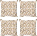 Ambesonne Leaf Decorative Throw Pillow Case Pack of 4, Floral Abstract Pattern Leaf Silhouettes in Retro Colors Gardening Plants, Cushion Cover for Couch Living Room Car, 18", Army Green Tan Brown