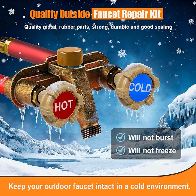 RK-22MH Outdoor Faucet Repair Kit for Woodford Model 22 Outside Faucets Parts Include Wheel Metal Handle Screws Packing Nut Washer Valve Seat Rubber, 18PCS Set