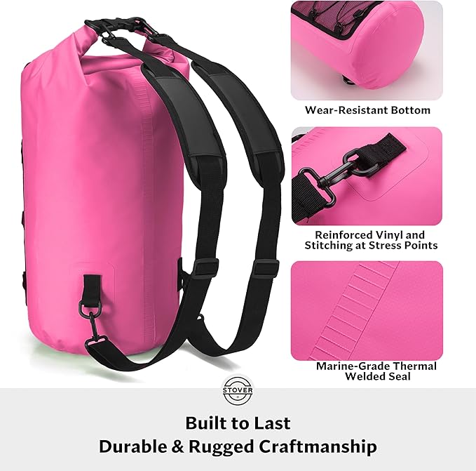 STOVER 5/10/25/30/40/55L Waterproof Dry Bag- Roll-Top Backpack w/Phone Case- Kayaking, Hiking, Camping, Boating- Men/Women
