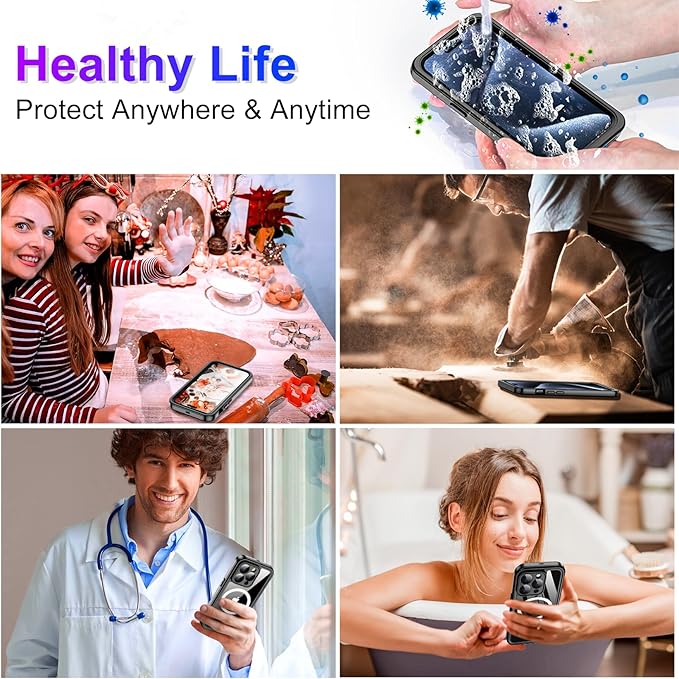 2024 New Designed for iPhone 15 Pro Case Waterproof, [Compatible with MagSafe][Built-in Camera & Screen Protector][Full Body Shockproof][IP68 Waterproof][Dustproof] Phone Case for iPhone 15 Pro 6.1"