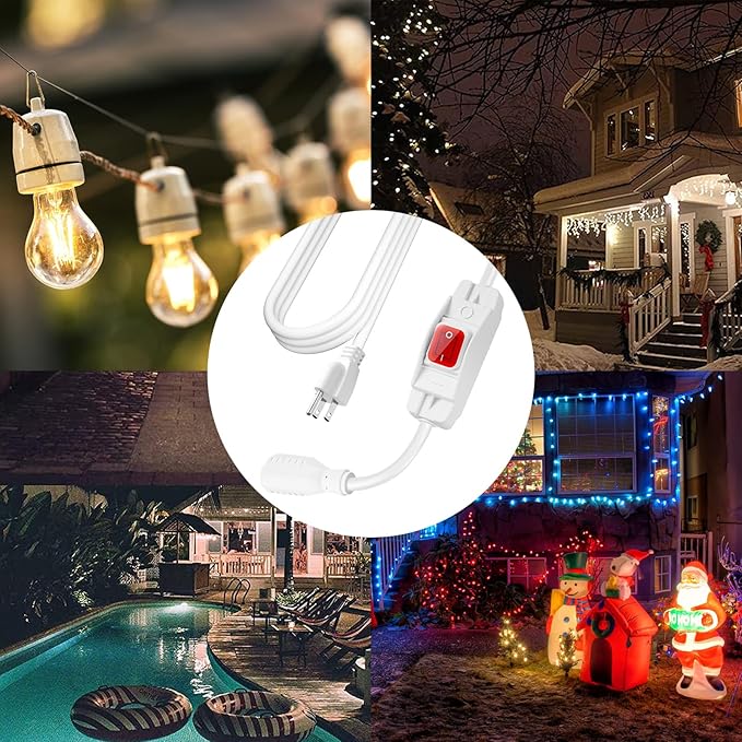 Extension Cord with Switch On/Off Waterproof Switch 35Ft No Plugging and Unplugging Invintage Stereo Devices Without Built-in Power Switch(35 FT, White)