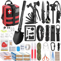 LUXMOM Emergency Survival Kit and First Aid Kit, 142Pcs Professional Survival Gear and Supplies Equipment with Molle Pouch, Gift for Christmas Men Dad Husband Camping Hiking Hunting Outdoor Adventure