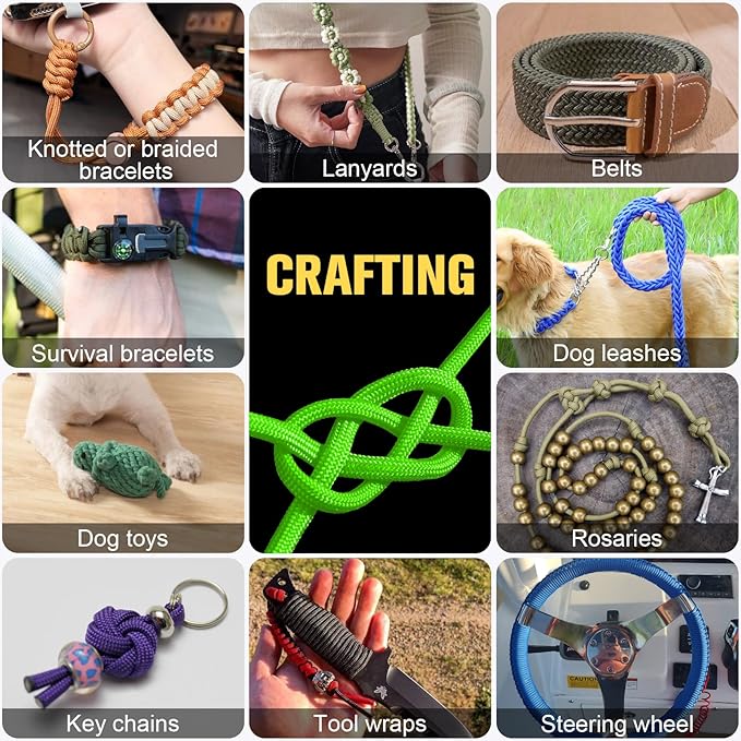 Paracord Rope 750 lb - 200ft 5/32" Parachute Cord 4MM 12-Strand para Cord - Heavy Duty Spool String for Survival,Camping Gear, Survival Bracelet, Clothesline - Neon Green