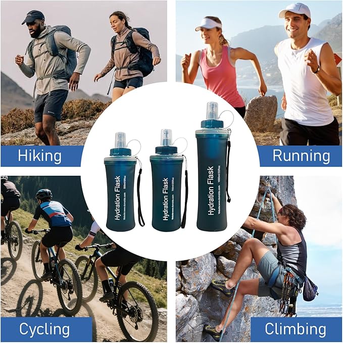 1L Collapsible Water Bottle with Filter for Hiking, Camping & Travel - TPU Soft Flask, 0.1 Micrometer Hollow Fiber Membrane for Clearer, Better Tasting Outdoor Water(Hunter Green)