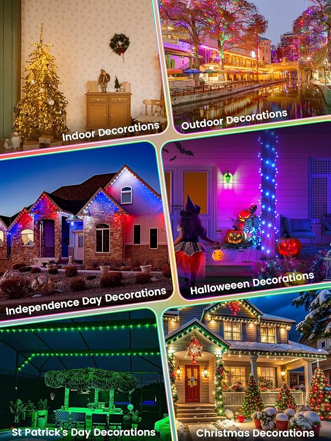 RGB Color Changing 33Ft 100LED 4th of July Fairy Lights Battery Operated, Waterproof String Lights USB Powered with Timer for Indoor & Outdoor, 18 Colors & Multicolor for Independence Day Memorial Day