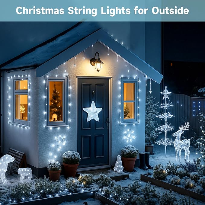 Extra-Long 144FT Solar String Lights Outdoor, 2 Pack 400LED Solar Fairy Lights for Outside Waterproof, Silver Wire 8 Lighting Modes Solar Twinkle Lights for Tree Garden Party Xmas Decor (Cool White)