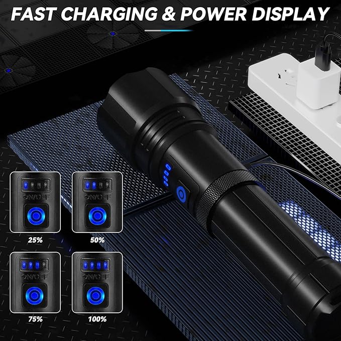 Sigoobal Flashlight LED Rechargeable Flashlights High Lumens, 99,000 LM Super Bright Powerful Flashlight, High Powered Flash Lights Waterproof Handheld Flashlights for Home Camping Hiking(2 Pack)