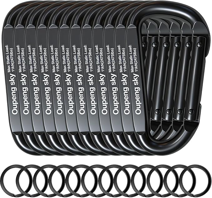 Carabiner Clip, 3" Iron Heavy Duty Carabiners 855lbs-11KN/2475lbs for Hammocks, Camping Accessories,Hiking,Keychains,Outdoors and Gym etc,D Shaped Spring Hook Small Carabiners for Dog Leash,Harness.