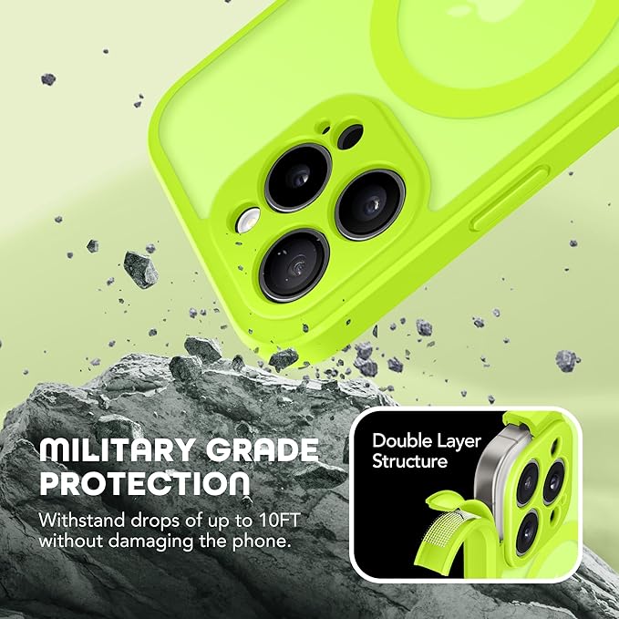 TIESZEN for iPhone 15 Pro Max Case, Compatible with MagSafe, Built-in Privacy Screen Protector and Camera Protection, Anti Spy Full Body Dustproof Shockproof Hard Phone Case 6.7", Matte Green