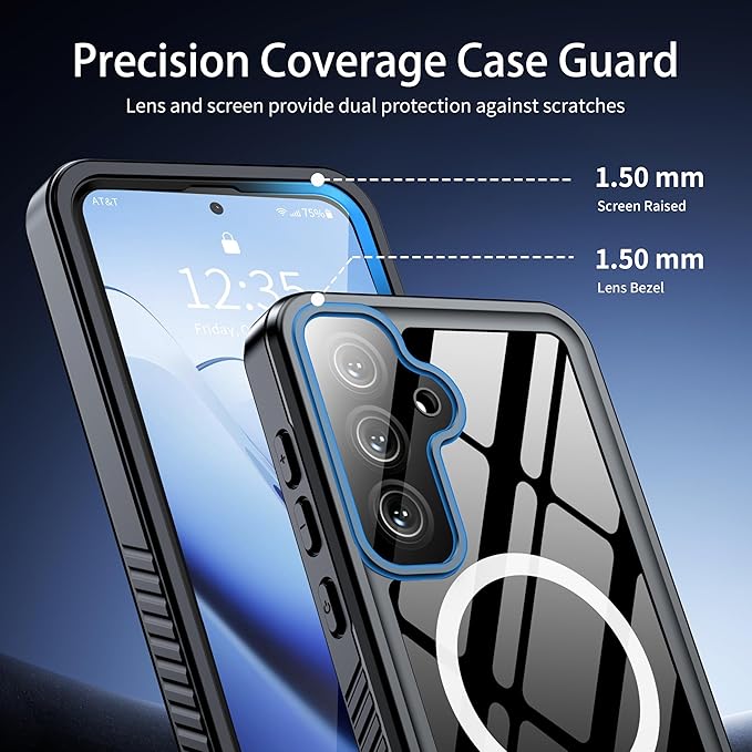 ANTSHARE Magnetic for Samsung Galaxy S25 FE Case, Waterproof with Built in Screen Protector & Camera Protection, [Compatible with MagSafe] [IP68 Underwater], Full Body Rugged Phone Case 6.7'' - Black