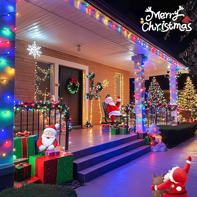 JMEXSUSS 600 LED Solar Christmas Lights Outdoor, 206.7 ft Multi Colored Christmas Lights Outdoor Waterproof, 8 Modes Solar String Light for Outside Garden Yard Patio Tree Xmas Decorations