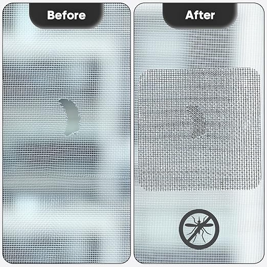 Secopad 14 Sheets Window Screen Patches Repair Kit, Black 3 Sizes Window Screen Repair Kit for Mesh Screen Door, Strong Adhesive Fiberglass Quick Screen Repair Tape