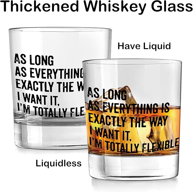 Nogrit Funny Whiskey Glasses 10 oz, Sarcastic Gifts for Women Men, Funny As Long As Everything Is Exactly the Way I Want It Old Fashioned Rocks Glasses for Drinking Cocktail Scotch Vodka Tequila Rum